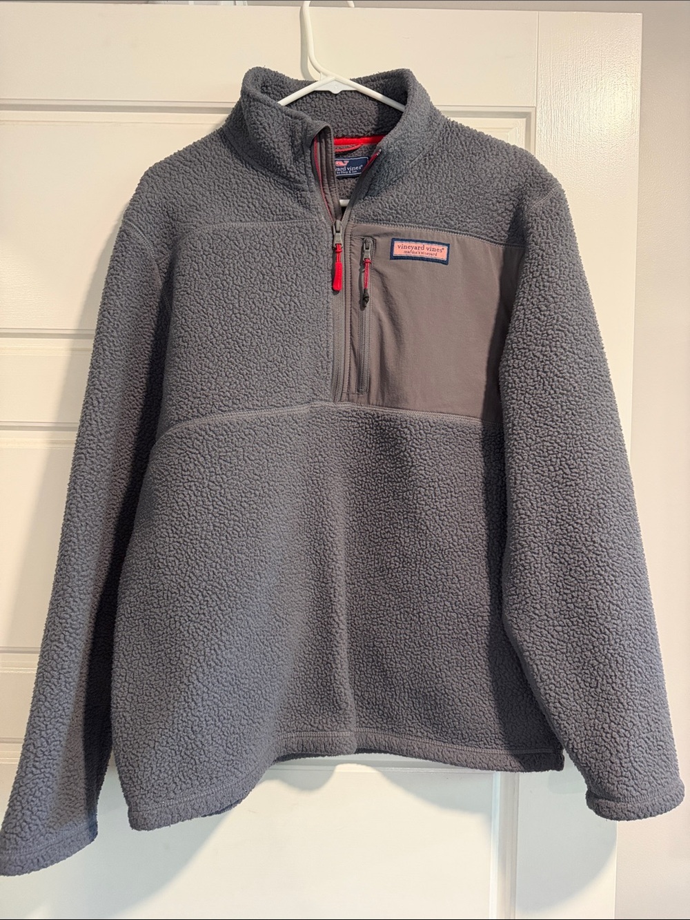 Vineyard Vines Men's Charcoal Gray Quarter-Zip Sherpa Pullover
